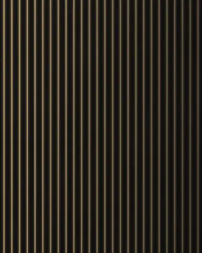 Reeded timber panelling raked by low light.